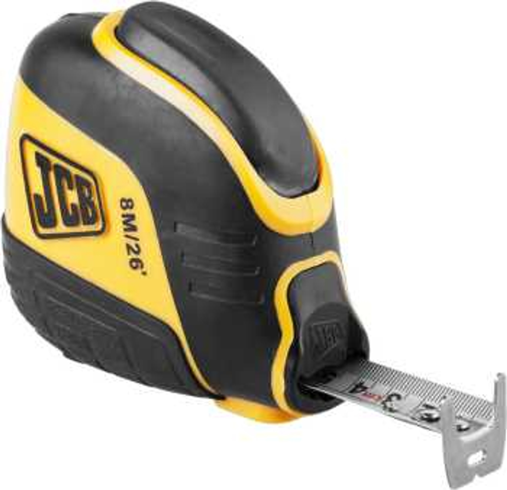 Рулетка, автостоп, двусторонняя шкала, двухкомпонентный корпус, 8м, JCB, JMS004