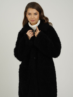 Двусторонняя дубленка из овечьей шерсти тедди чебурашка, SilverFox (арт. 2332)