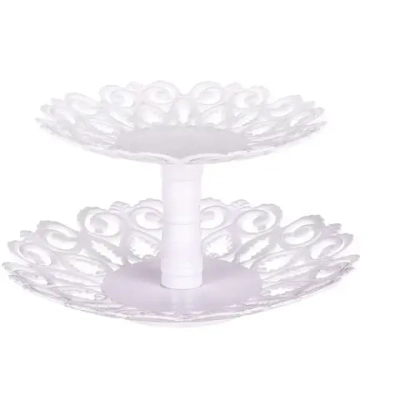 Фруктовница Мелодия 2-х ярусная средняя (белый) (комплект 22 шт)