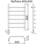 Полотенцесушитель электрический MYFREA My Paris 80/50 левый тэн, шт
