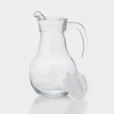 Кувшин Paşabahçe Bistro, 1 л, стекло, белая крышка, прозрачный