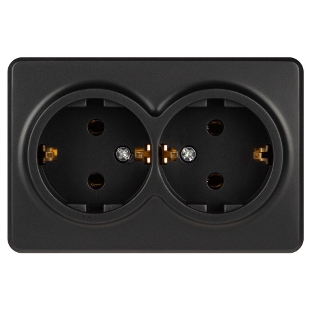 Розетка ЭРА Эксперт 11-2205-05 двойная с заземлением 2х2P+E Schuko IP20 16A-250В ОУ антрацит