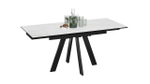 Стол кухонный обеденный раздвижной Черный муар/Керамика матовая серый мрамор 120(180)х80х77 см