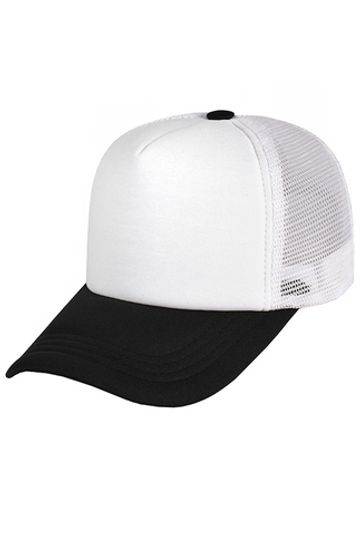 Бейсболка с сеткой белая с черным козырьком