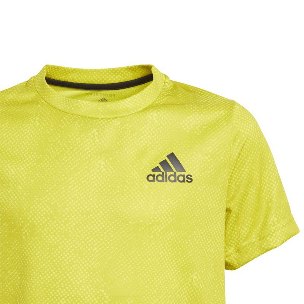 Футболка для мальчика теннисная Adidas Heat Ready Primeblue Freelift Tee - acid yellow/wild pine/white