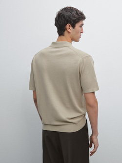 Massimo Dutti Трикотажное поло с короткими рукавами, зеленый