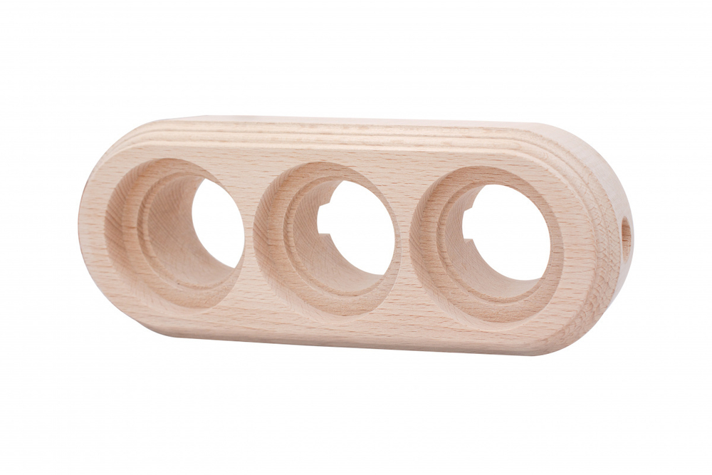 Рамка 3-местная для монтажа с декоративной трубой, бук, цвет натурэль (2 выхода) BF1-630-10/T-2