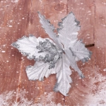 Украшение новогоднее «Пуансеттия-Чародейка» 15 см, Серебро