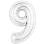 Шар фольгированный Цифра 9 101 см (Белый)