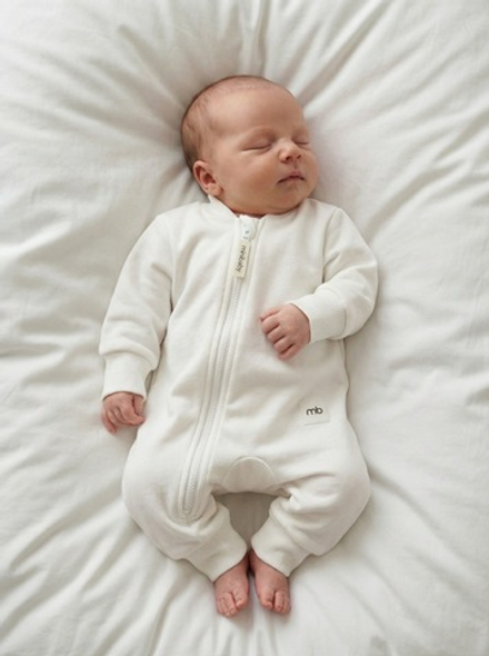 Комбинезон из футера без начеса, Молочный