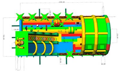Коммерческий надувной батут «Зоопарк» с крышей, 15*7*9 м.