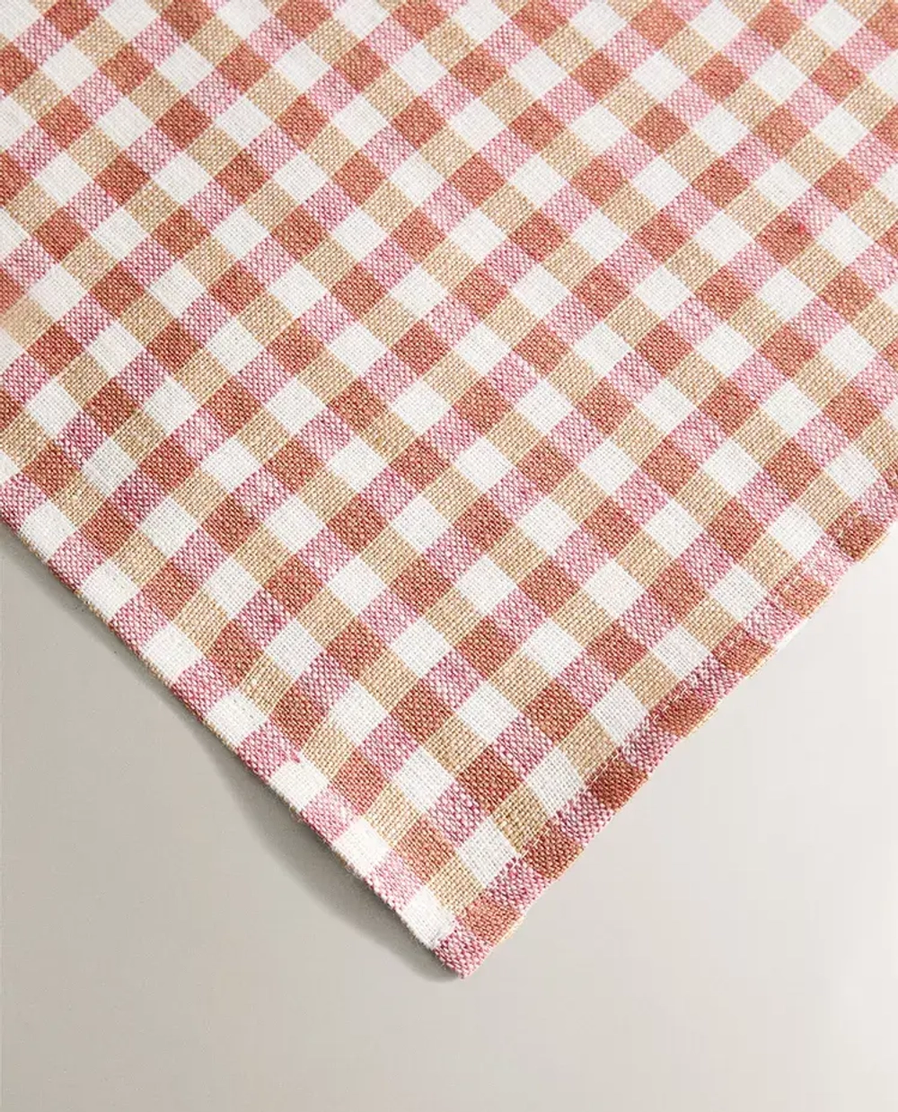 ZARA HOME ХЛОПКОВАЯ САЛФЕТКА В КЛЕТКУ (НАБОР ИЗ 2 ШТ.), ТЕРРАКОТОВЫЙ