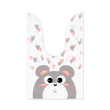 Мешок подар. ПВХ с ушами 13*22см "Котик" серый 50шт/уп