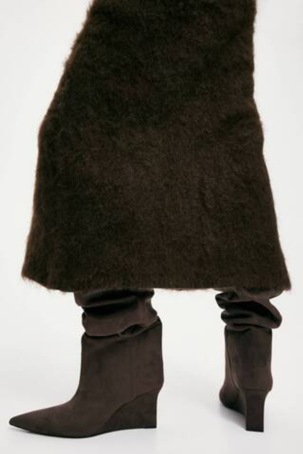 H&M Сапоги на танкетке до бедра, темно-коричневый