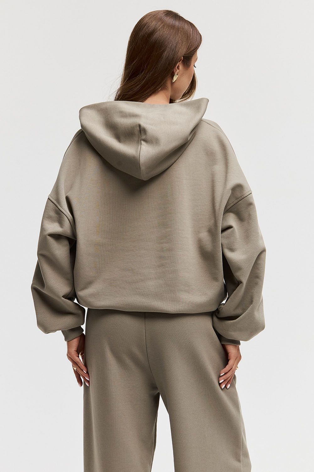 Худи свободного кроя цвета хаки