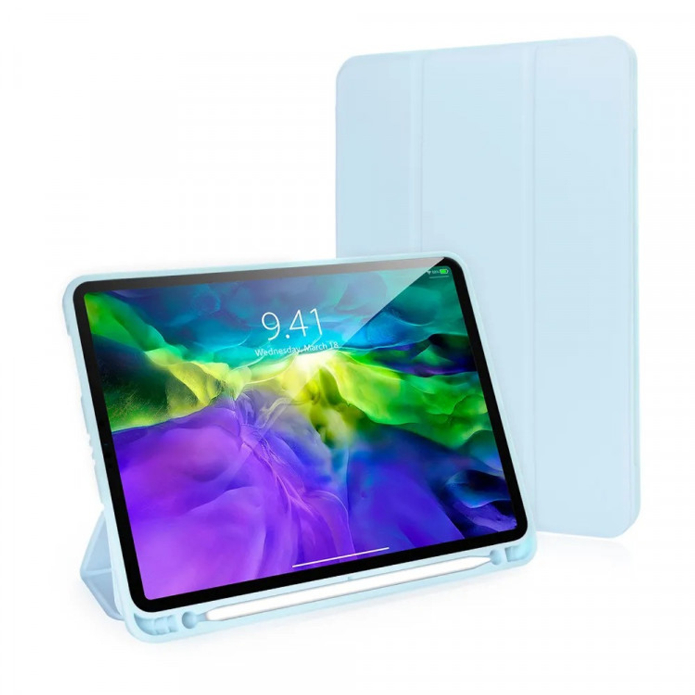 Чехол книжка Gurdini Milano для iPad Air 4 10.9"/Air 11" с отсеком для стилуса (pen slot) (Небесно-голубой)