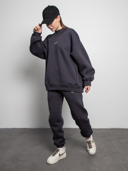 Брюки джоггеры женские графит с начесом