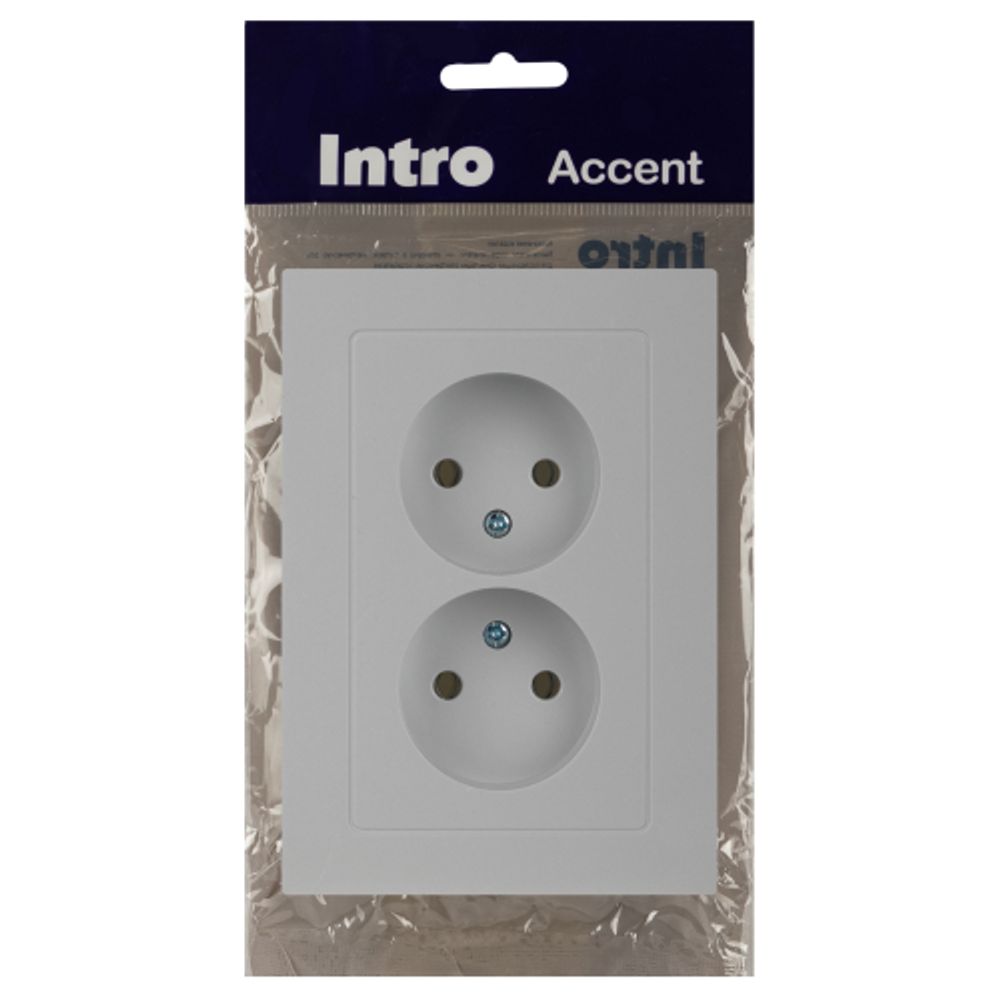 Розетка Intro Accent 6-204-01 2х2P, 16А-250В, IP20, СУ, AL/CU, белый