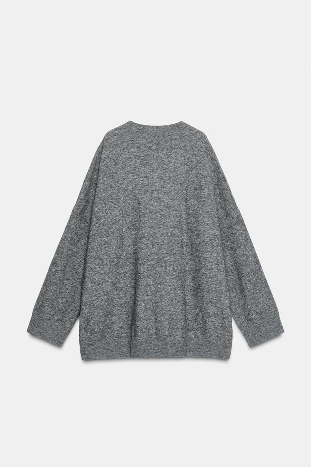 ZARA ШЕРСТЯНОЙ СВИТЕР ОВЕРСАЙЗ, СЕРЫЙ МЕЛАНЖ