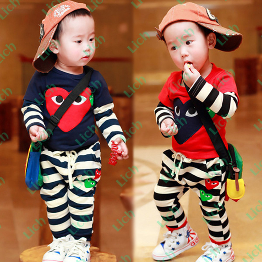 Комплект из лонгслива и брюк с аппликациями сердец с глазами