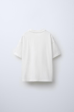 ZARA ОДНОТОННАЯ ФУТБОЛКА, БЕЛЫЙ