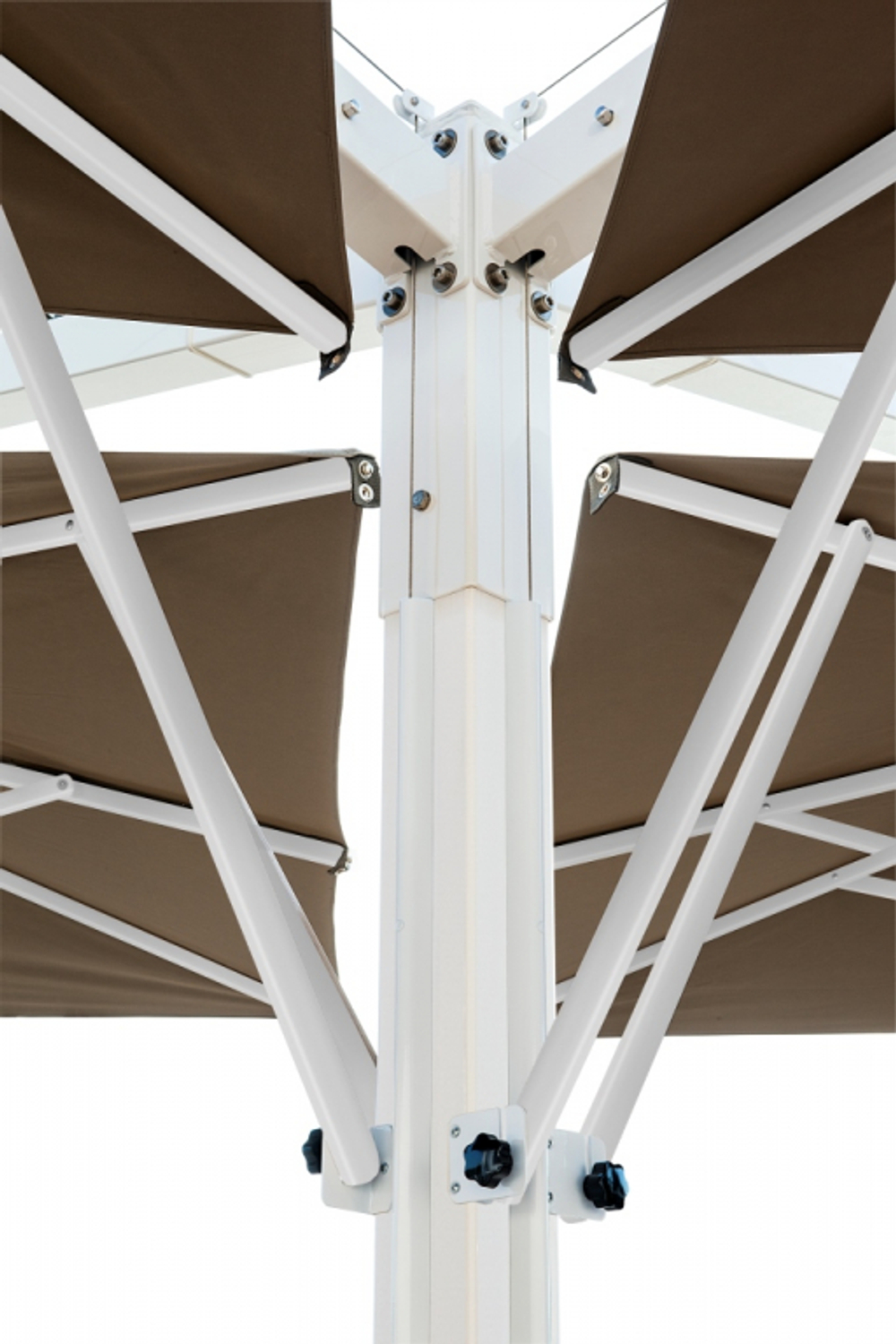Зонт профессиональный четырехкупольный 7х7 м Scolaro Alu Poker Starwhite, белый, серо-коричневый
