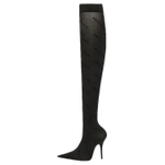 Balenciaga 110mm Flocked-logo Above-knee Boots