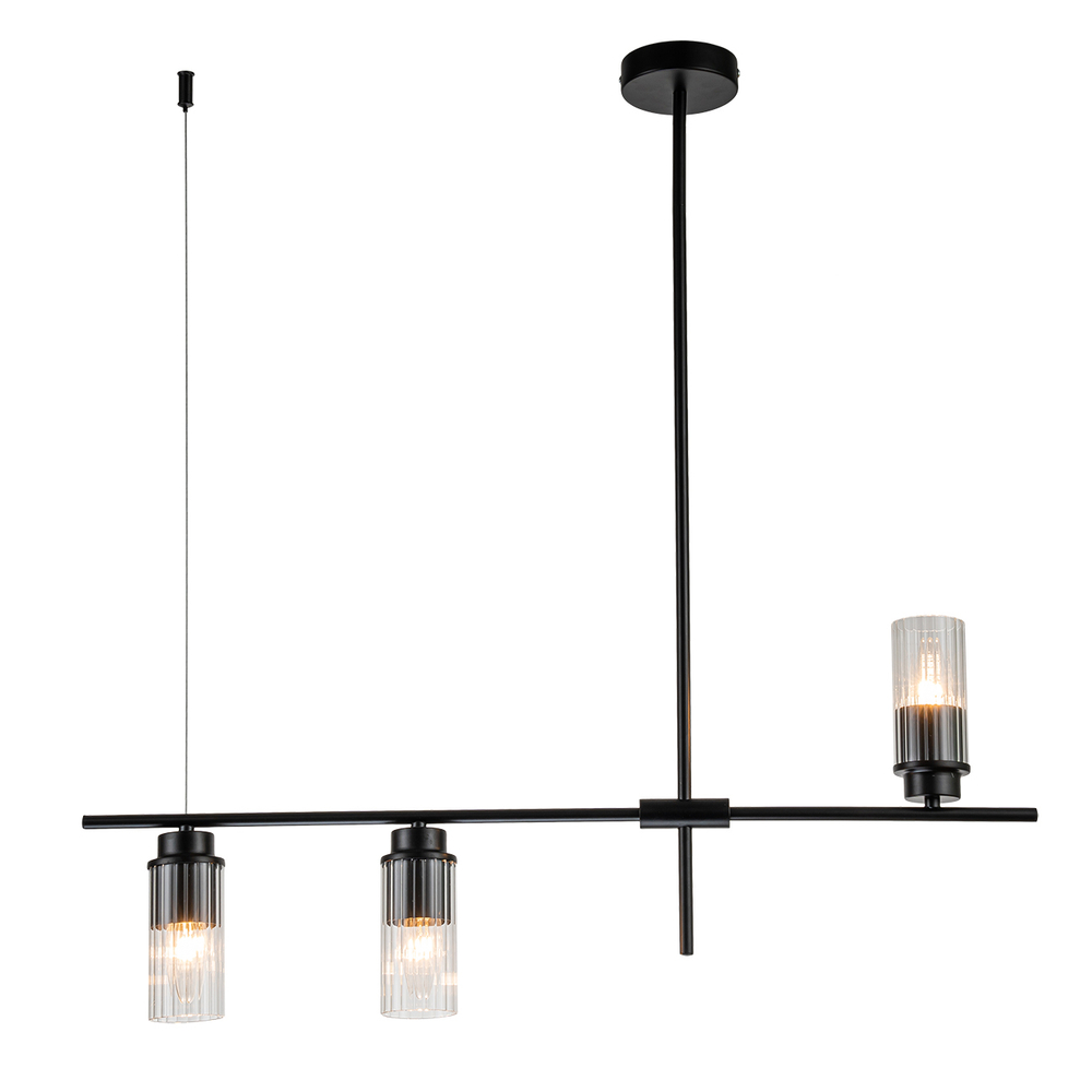 Светильник на штанге 3x40Вт, E14, металл/стекло, черный/прозрачный