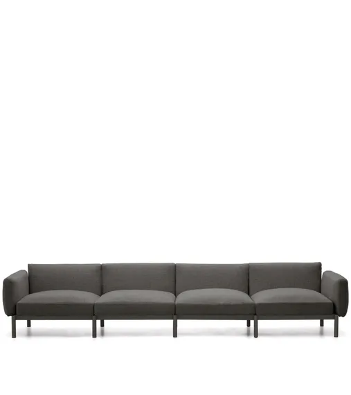 Sorells 4-местный модульный садовый диван из алюминия с серой отделкой