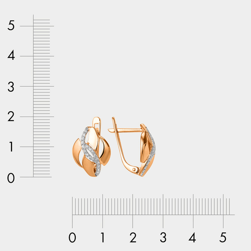 Серьги золотые с фианитами из розового золота 585 пробы для женщин (арт. 40071300)