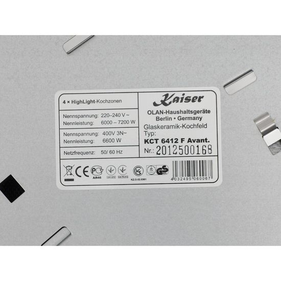 Электрическая варочная панель Kaiser KCT 6412 F