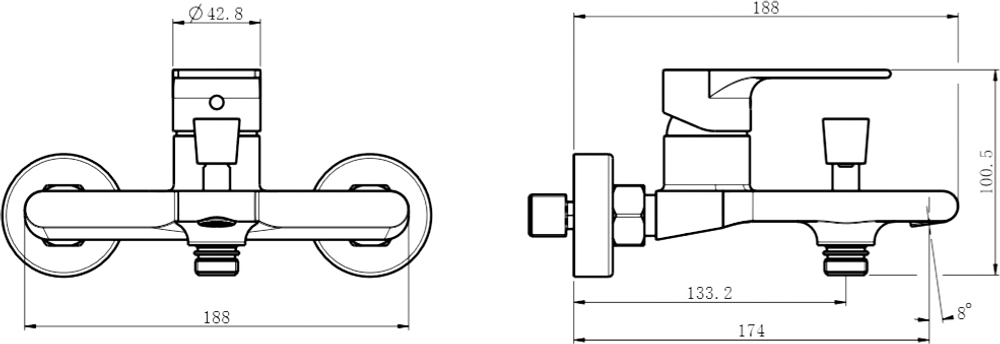 Смеситель для ванны с душем STWORKI Колдинг S32100CR хром