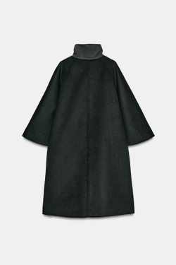 ZARA ПАЛЬТО ИЗ СМЕСОВОЙ ШЕРСТИ — ZW COLLECTION LIMITED EDITION, МОРСКОЙ ТЕМНО-СИНИЙ