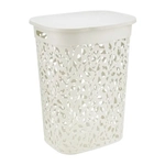 Корзина для белья ФЛОРА 55л белый ротанг