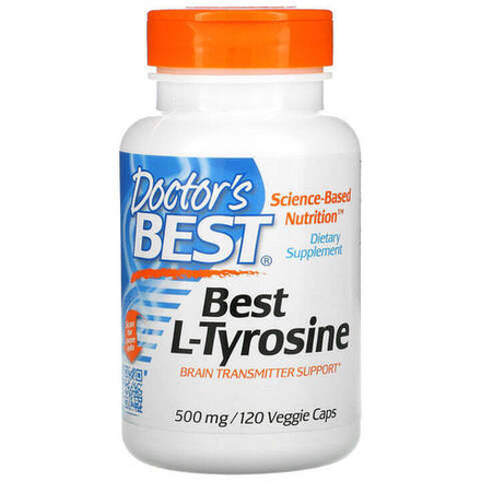 Doctor's Best, L-Тирозин, L-Tyrosine 500 mg, 120 вегетарианских капсул