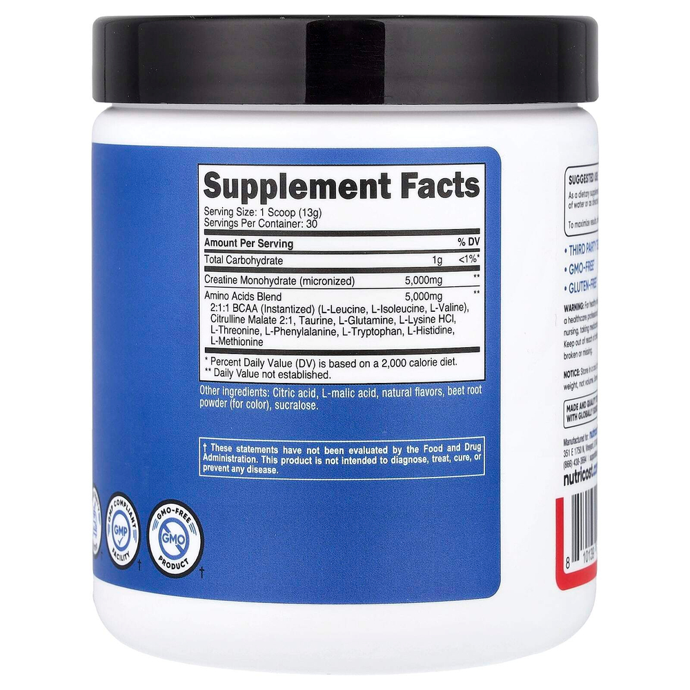 Nutricost, Performance, креатин и аминокислоты, фруктовый пунш, 387 г (13,8 унции)
