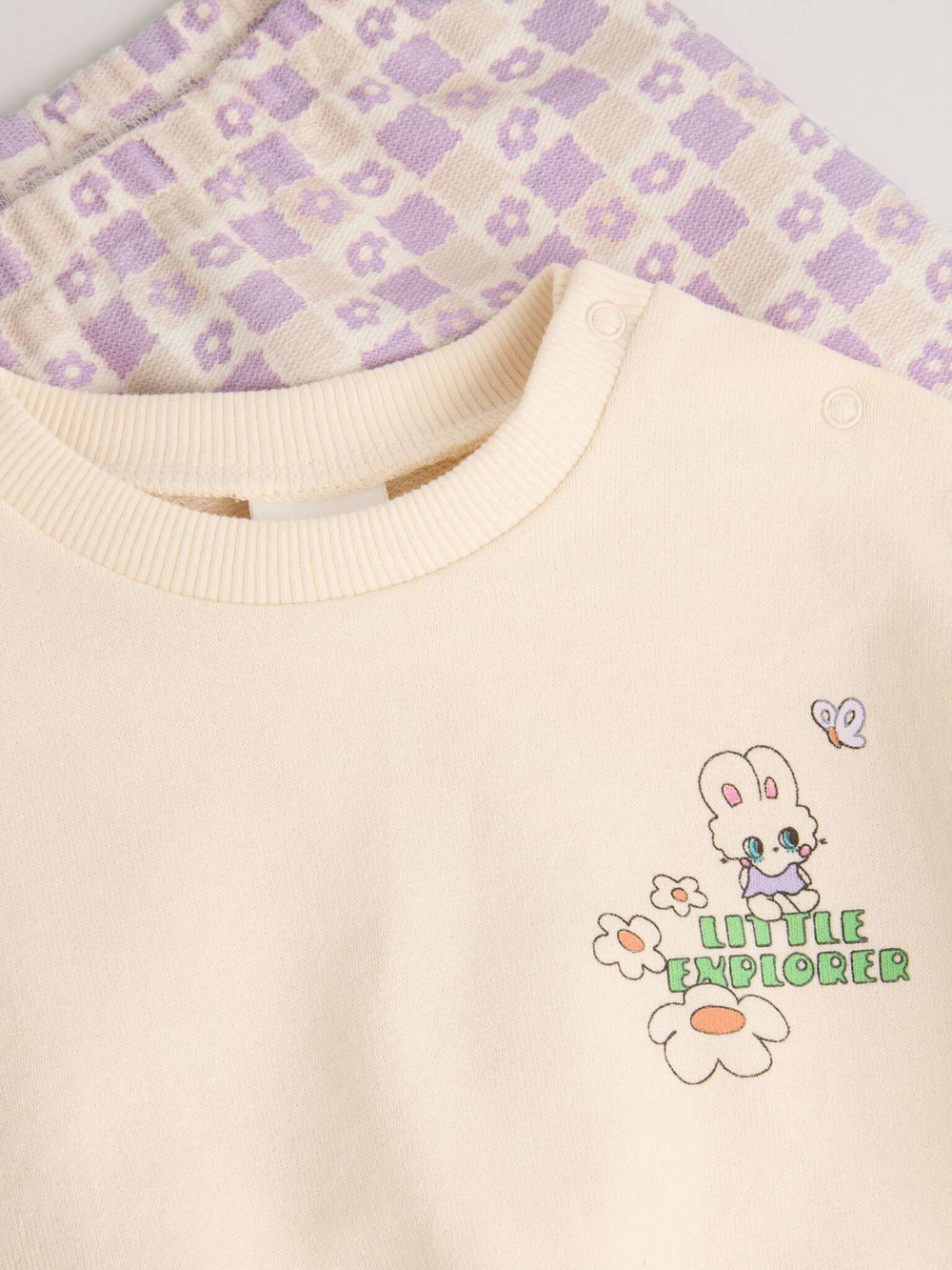 Свитшот и легинсы в комплекте для малышей Next B56-635, Бежевый, Светло-фиолетовый