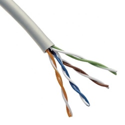 Витая пара Rexant (02-0005 ) Кабель витая пара U/UTP, CAT 5e, PVC, 4х2х0,52 мм, 24AWG, INDOOR, SOLID, серый, 305 м PRO