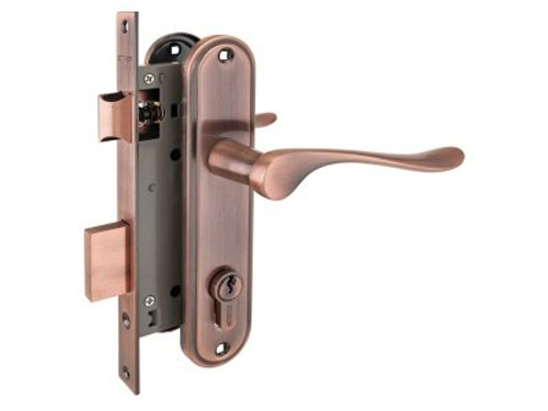 Замок врезной 127/1 AC старая медь с ручкой Аллюр (12шт/уп)