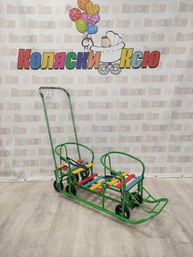 Санки коляски для двойни Galaxy зеленый