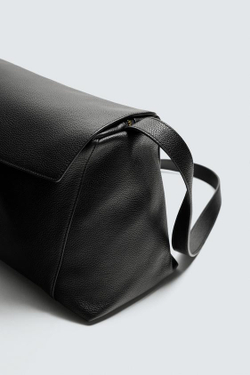 ZARA КОЖАНАЯ СУМКА С ПЛЕЧЕВЫМ РЕМНЕМ L, LIMITED EDITION, ЧЕРНЫЙ