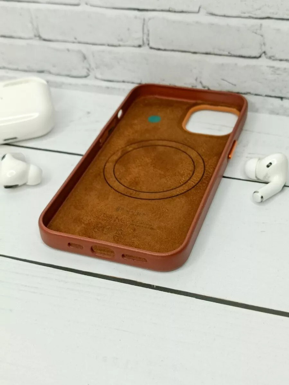 Кожаный чехол Leather Case iPhone 13, Темно-Коричневый