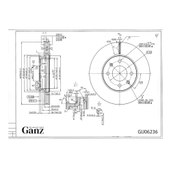 Диск тормозной GANZ передний с покрытием HYUNDAI i20 / Solaris I / II / Accent KIA Pio III / IV 17&gt; Арт.: GIJ06236