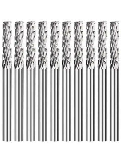 Набор борфрез твердосплавных хвостовик 3мм, форма А, двойная заточка, 38х3мм, 10шт.