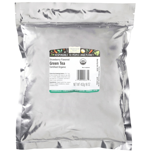 Frontier Co-op, органический зеленый чай, клубника, 453 г (16 унций)