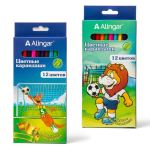 Карандаши цветные Alingar 12 цв., "Веселый футбол" деревянные, шестигранные, заточенные, грифель 3.0 мм, картон. уп., европод.