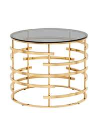 Журнальный столик Инфлюэнс 60*60 стекло smoke сталь золото