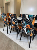 Кухонный раскладной стол "Монако" из керамогранита, белый мрамор и 4 стула ТРОПИК