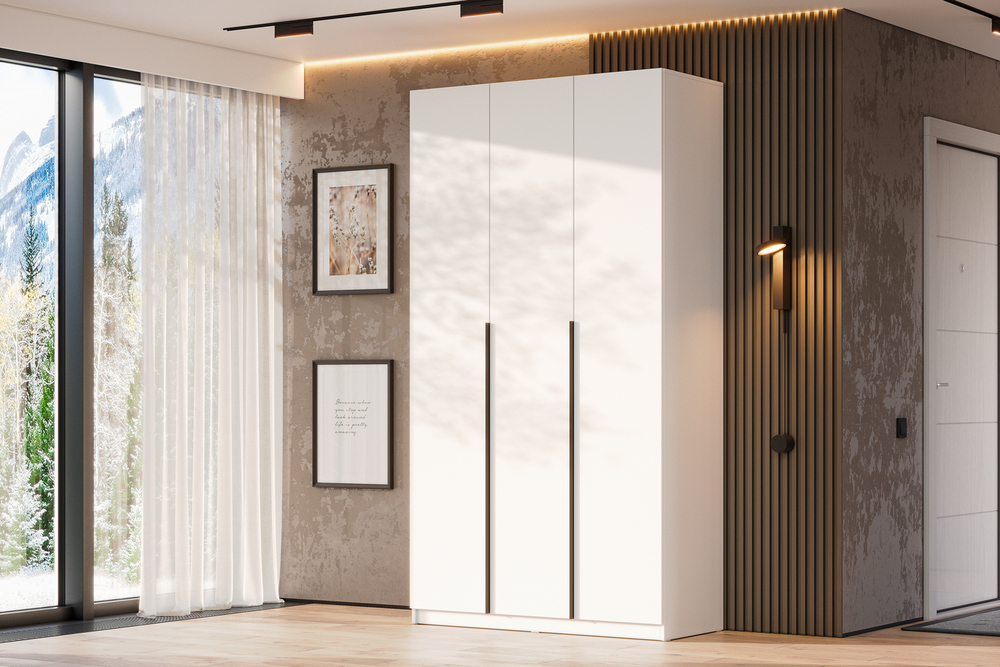 Шкаф распашной с наполнением (9 полок + 2 ящика) ШК 5 (1200), Белый