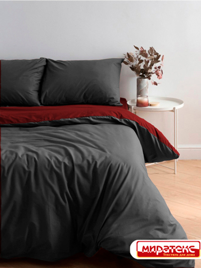 КПБ "Поплин ЛЮКС" красный бархат/графит